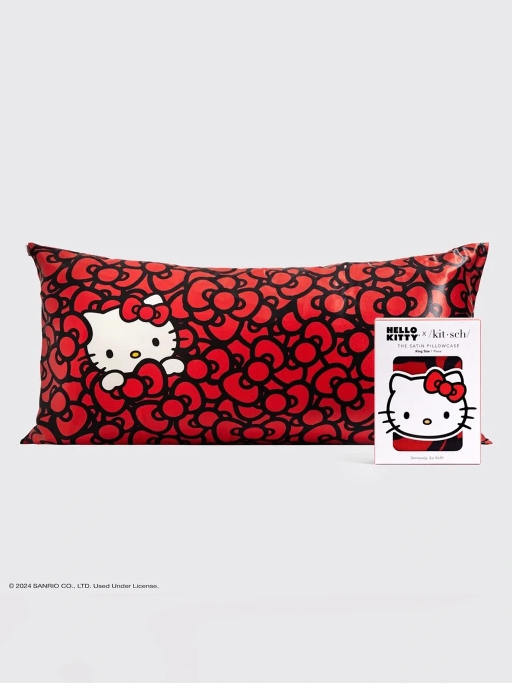 New Kitsch x Hello Kitty Pillowcase King - Kitty bathes in a sea of bows